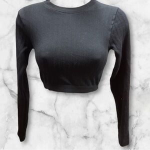 Arizona Womens Juniors Crew Neck Long Sleeve cropped Shirt